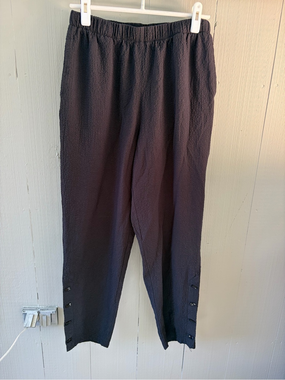 Habitat Black Textured Elastic Waist Pants with Button Hem